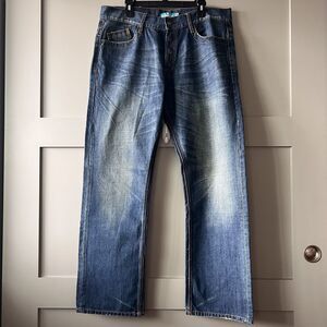 Shmack Jeans Men 36 Blue Straight Denim Money Rap Hip Hop Leather Y2K Streetwear